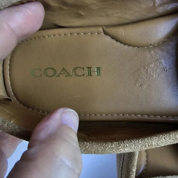 Coach Amber Camel Suede Loafers Size 8.5 Slip Ons - Picture 5 of 10